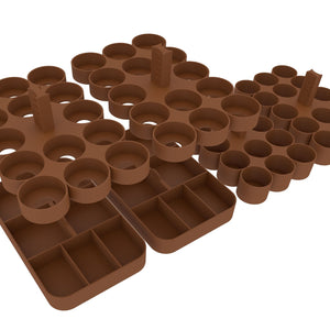 Feldherr paint racks + token trays for 4l Really Useful Boxes - 56 Citadel paint pots (12 ml / 18 ml / 24 ml) + game material