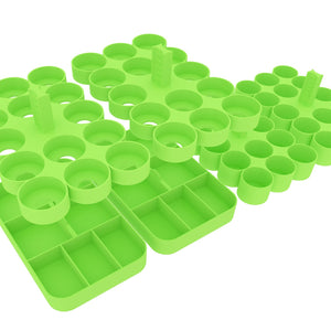 Feldherr paint racks + token trays for 4l Really Useful Boxes - 56 Citadel paint pots (12 ml / 18 ml / 24 ml) + game material