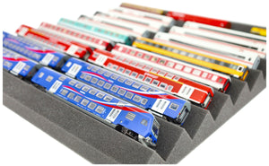 Plateau en mousse Feldherr de 500 mm x 500 mm x 45 mm personnalisable en zig-zag pour le modélisme ferroviaire Échelle TT