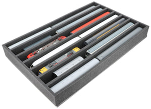 DS065A001 Schaumstoffeinlage Spur H0 - stehend - 7 Stege für Modelleisenbahn Loks, Wagons und Fahrzeuge