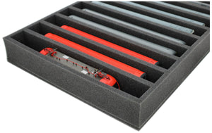 DS065A002 Schaumstoffeinlage Spur H0 - stehend - 11 Stege für Modelleisenbahn Loks, Wagons und Fahrzeuge