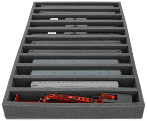 DS065A005 Intarsio in schiuma 00 Gauge - verticale - 11 slot per modellini di locomotive, carri e veicoli ferroviari