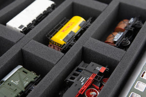 Feldherr Lagerbox DSLB075 für Modelleisenbahn Loks, Wagons und Fahrzeuge - 5 Stege für Spur 00 - liegend