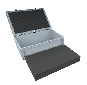ED 64/17 HG Eurobehälter / Euro Box mit Scharnierdeckel 600 x 400 x 185 mm inklusive Rasterschaumstoff