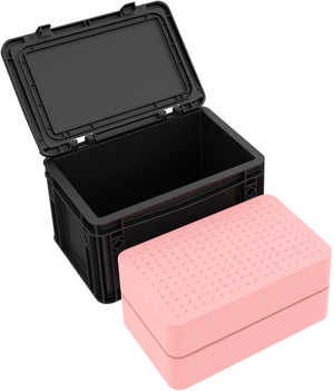 Feldherr ESD Rasterschaumstoff-Set + Euro Box mit Scharnierdeckel 300 x 200 x 185 mm