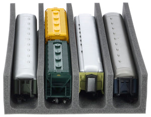 Feldherr foam insert for model railway - O scale - 4 compartments - for upright storage - EUMFQGA01