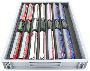 Euro Box mit Zugliege - 7 compartments for TT Gauge - for model railway locomotives, wagons and vehicles