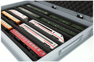 Feldherr Eurobox 60 x 40 cm Set para modelismo ferroviario - escala H0 - 5 compartimentos - inserto de espuma para almacenamiento horizontal
