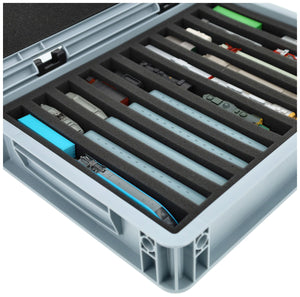 Feldherr Eurobox 40 x 30 cm Coffret pour le modélisme ferroviaire - échelle N - 11 compartiments - insert en mousse pour le rangement vertical