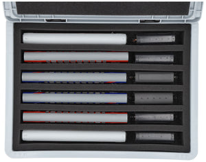 Feldherr Eurobox 40 x 30 cm Set para modelismo ferroviario - escala TT - 6 compartimentos - inserto de espuma para almacenamiento vertical