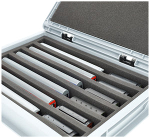 Feldherr Eurobox 40 x 30 cm Set para modelismo ferroviario - escala TT - 6 compartimentos - inserto de espuma para almacenamiento vertical