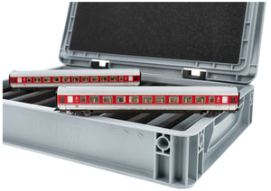 Feldherr Eurobox 40 x 30 cm Set para modelismo ferroviario - escala TT - 9 compartimentos - inserto de espuma para almacenamiento vertical