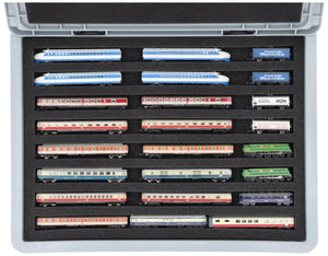 Feldherr Eurobox 40 x 30 cm Set para modelismo ferroviario - escala Z - 8 compartimentos - inserto de espuma para almacenamiento horizontal