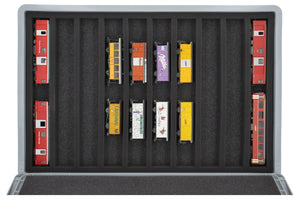 Feldherr Eurobox 60 x 40 cm Set für Modelleisenbahnen - Spur H0m - 10 Fächer - Schaumstoffeinlage zur liegenden Aufbewahrung