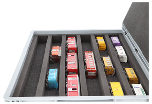 Feldherr Eurobox 60 x 40 cm Set für Modelleisenbahnen - Spur H0m - 6 Fächer - Schaumstoffeinlage zur liegenden Aufbewahrung