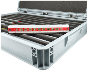 Feldherr Eurobox 60 x 40 cm Coffret pour le modélisme ferroviaire - échelle TT - 9 compartiments - insert en mousse pour le rangement vertical