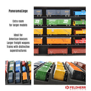 Ensemble Feldherr Eurobox 60 x 40 cm avec PanoramaLiege - 5 compartiments pour l'échelle H0 - pour trains miniatures, locomotives et véhicules
