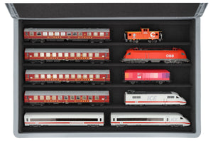 Feldherr Eurobox 60 x 40 cm Set with PanoramaLiege - 5 compartments for H0 scale - for model railways, locomotives and vehicles