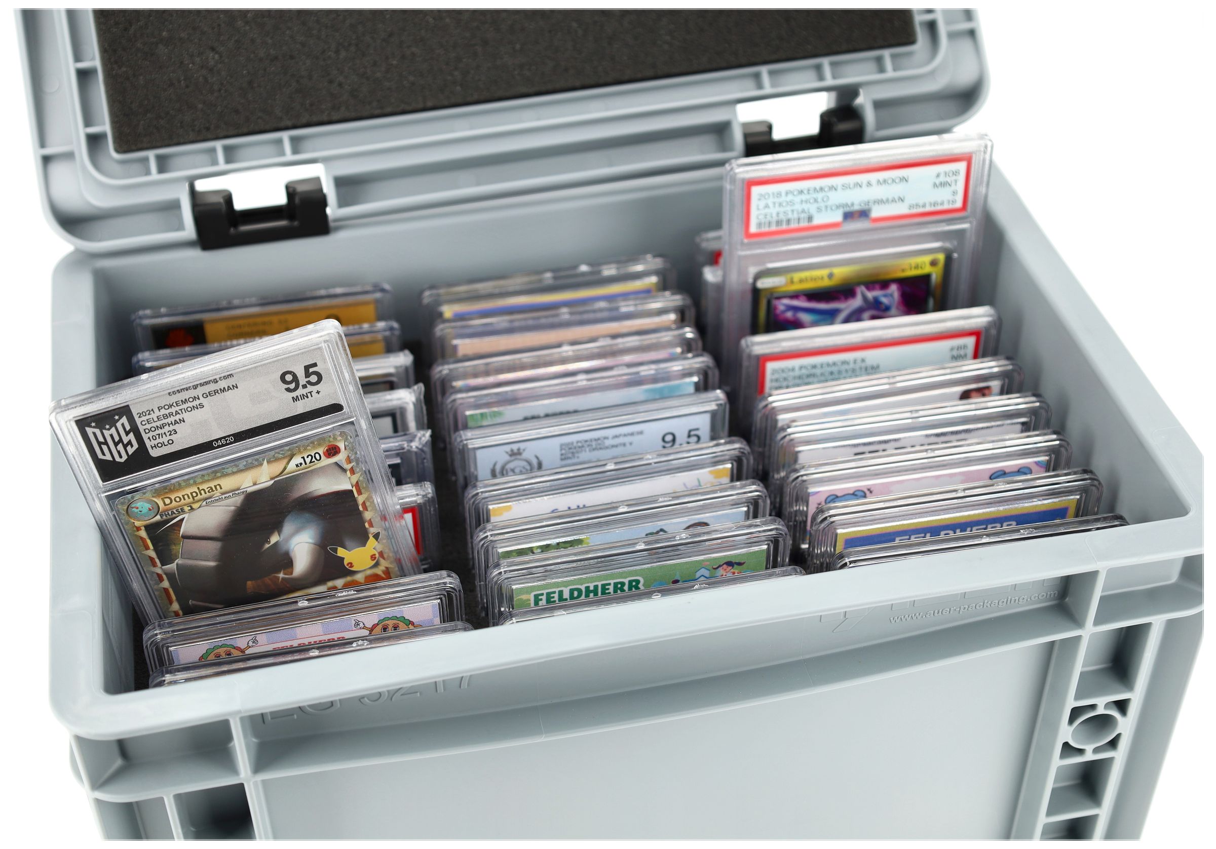 sammelkarten aufbewahrung Feldherr Eurobox Set für Sammelkarten in Grading Cases / Graded Cards