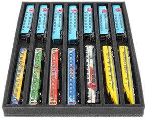 FS035A001 Schaumstoffeinlage Spur N - liegend - 7 Stege für Modelleisenbahn Loks, Wagons und Fahrzeuge