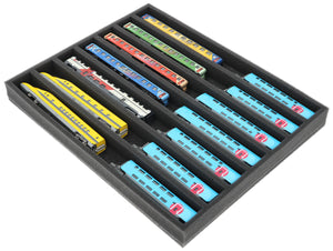 FS035A001 Schaumstoffeinlage Spur N - liegend - 7 Stege für Modelleisenbahn Loks, Wagons und Fahrzeuge