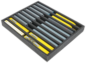 FS040A001 Foam inlay N-gauge - vertical - 9 slots for model railway locomotives, wagons and vehicles