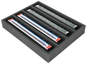 FS050A032 Schaumstoffeinlage Spur 00 - liegend - 4 Stege für Modelleisenbahn Loks, Wagons und Fahrzeuge