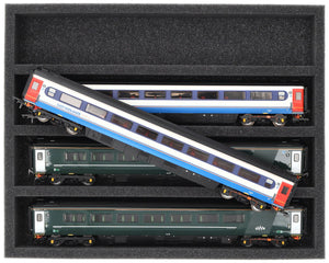 FS050A032 Schaumstoffeinlage Spur 00 - liegend - 4 Stege für Modelleisenbahn Loks, Wagons und Fahrzeuge