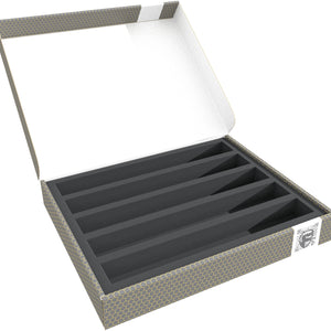 Feldherr Storage Box FSLB040 para maquetas de locomotoras, vagones y vehículos tumbados - 5 ranuras para escala TT