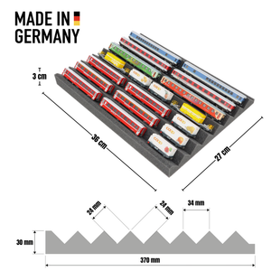 Feldherr Eurobox 40x30 Set con Zugliege - 7 compartimentos para ancho N - para maquetas de locomotoras, vagones y vehículos ferroviarios