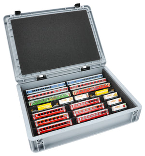 Feldherr Eurobox 40x30 Set con Zugliege - 7 compartimentos para ancho N - para maquetas de locomotoras, vagones y vehículos ferroviarios