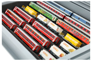 Feldherr Eurobox 40x30 Set con Zugliege - 7 compartimentos para ancho N - para maquetas de locomotoras, vagones y vehículos ferroviarios