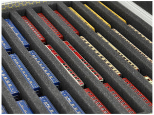 Feldherr Storage Box FSLB040 dla modeli lokomotyw kolejowych, wagonów i pojazdów - 10 gniazd dla skrajni Z - pionowe