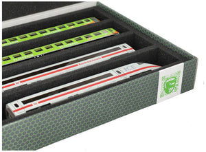 Feldherr Lagerbox FSLB055 für Modelleisenbahn Loks, Wagons und Fahrzeuge - 4 Stege für Spur H0 - liegend