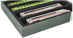 Feldherr Lagerbox FSLB055 für Modelleisenbahn Loks, Wagons und Fahrzeuge - 4 Stege für Spur H0 - liegend