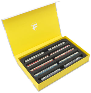 Feldherr Magnetic Box jaune pour les locomotives, wagons et véhicules ferroviaires miniatures - 5 emplacements pour l'écartement Z - horizontal