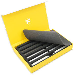 Feldherr Magnetic Box amarillo para maquetas de locomotoras, vagones y vehículos - 6 ranuras para el indicador Z - vertical