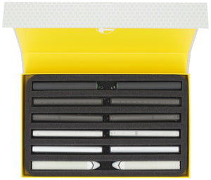 Feldherr Magnetic Box amarillo para maquetas de locomotoras, vagones y vehículos - 6 ranuras para el indicador Z - vertical