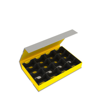 Feldherr Magnetic Box yellow for Trading Cards - 16 compartments - 3D-printed insert for sorting