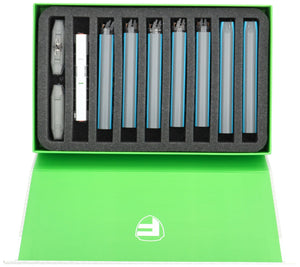 Feldherr Magnetic Box zielony dla modeli lokomotyw kolejowych, wagonów i pojazdów - 9 gniazd dla N Gauge - pionowy