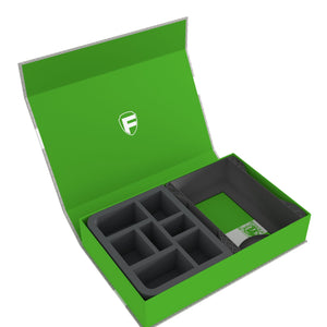 Feldherr Boîte magnétique verte pour Warhammer Age of Sigmar : Cartes Warscroll (grande) + figurines + accessoires