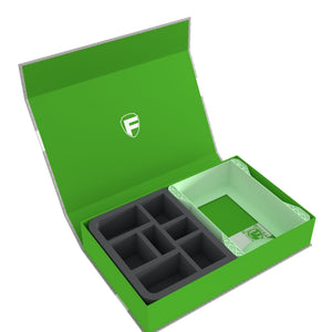Feldherr Magnetbox grün für Warhammer Age of Sigmar: Schriftrollenkarten (groß) + Miniaturen + Zubehör
