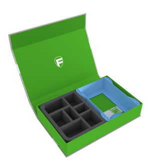 Feldherr Boîte magnétique verte pour Warhammer Age of Sigmar : Cartes Warscroll (grande) + figurines + accessoires