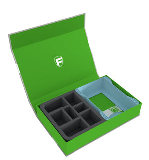 Feldherr Boîte magnétique verte pour Warhammer Age of Sigmar : Cartes Warscroll (grande) + figurines + accessoires