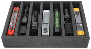 DD065A004 Inserto de espuma Feldherr para maquetas de trenes - escala 00 - 7 compartimentos - para almacenamiento vertical