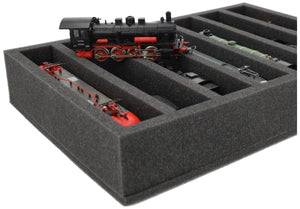 DD065A004 Inserto de espuma Feldherr para maquetas de trenes - escala 00 - 7 compartimentos - para almacenamiento vertical