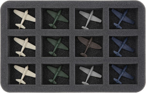 HS040A011 40 mm Schaumstoffeinlage für Miniaturen im Maßstab 1:56 (28 mm) – 12 Fächer