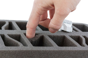 HS050WH20 Vassoio per figure a mezza misura da 50 mm con 16 fessure