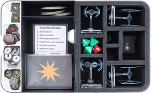 Feldherr Half-Size Valigetta 50 con vassoi Vassoio per schuma e Organizer Insert per Star Wars: X-Wing - miniature + accessori