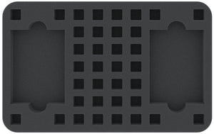 HS025DM02 25 mm Half-Size Schaumstoffeinlage mit 36 quadratischen Ausstanzungen und 2 Kartenfächern für Dice Masters